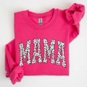 XL Heliconia Bright Pink Mama Dalmatian Print Varsity Retro Vintage Bold Graphic Statement Cozy Everyday Wear Sweatshirt