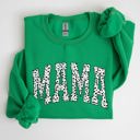 Medium Irish Bright Green Mama Dalmatian Print Varsity Retro Vintage Bold Graphic Statement Cozy Everyday Wear Sweatshirt