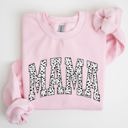 XXL Light Pink Mama Dalmatian Print Varsity Retro Vintage Bold Graphic Statement Cozy Everyday Wear Sweatshirt