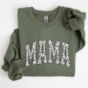 Medium Military Green Mama Dalmatian Print Varsity Retro Vintage Bold Graphic Statement Cozy Everyday Wear Sweatshirt