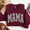 Small Maroon Mama Dalmatian Print Varsity Retro Vintage Bold Graphic Statement Cozy Everyday Wear Sweatshirt