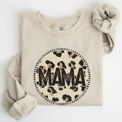 Mama Leopard Print Circle Western Cowboy Spirit Collection For The Modern Western Mama Sweatshirt