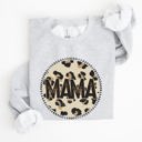 Large Ash Light Gray Mama Leopard Print Circle Western Cowboy Spirit Collection For The Modern Western Mama Sweatshirt