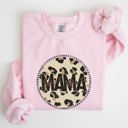 Small Light Pink Mama Leopard Print Circle Western Cowboy Spirit Collection For The Modern Western Mama Sweatshirt
