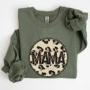Large Military Green Mama Leopard Print Circle Western Cowboy Spirit Collection For The Modern Western Mama Sweatshirt