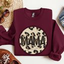 Medium Maroon Mama Leopard Print Circle Western Cowboy Spirit Collection For The Modern Western Mama Sweatshirt