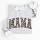 Small Ash Light Gray Mama Leopard Print Cozy Fleece Sweatshirt With Soft Plush Interior For Everyday Comfort