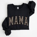 Large Black Mama Leopard Print Cozy Fleece Sweatshirt With Soft Plush Interior For Everyday Comfort