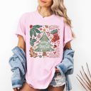 XXXL Blossom Light Pink Merry Christmas Green Floral Flowers Winter Holiday Garden Motif Classic Keepsake Comfort Colors Tee