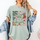 XXL Bay Light Sage Merry Christmas Green Floral Flowers Winter Holiday Garden Motif Classic Keepsake Comfort Colors Tee