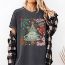 XXXL Pepper Dark Gray Merry Christmas Green Floral Flowers Winter Holiday Garden Motif Classic Keepsake Comfort Colors Tee