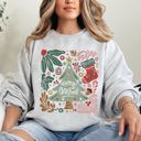  Merry Christmas Green Floral Pattern Emblazoned With Classic Holiday Flowers Sweatshirt