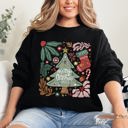 XXXL Black Merry Christmas Green Floral Pattern Emblazoned With Classic Holiday Flowers Sweatshirt