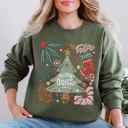 Large Military Green Merry Christmas Green Floral Pattern Emblazoned With Classic Holiday Flowers Sweatshirt