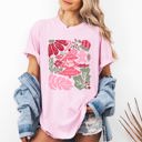 XL Blossom Light Pink Merry Christmas Pink Floral Pattern With Elegant Holiday Garden Motif And Vintage Cheer Comfort Colors Tee