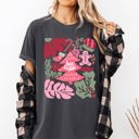 Small Pepper Dark Gray Merry Christmas Pink Floral Pattern With Elegant Holiday Garden Motif And Vintage Cheer Comfort Colors Tee
