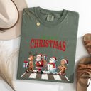 XXXL Moss Dark Green Merry Christmas Reindeer Santa Snowman Gingerbread Xmas Holiday Scene Comfort Colors Tee