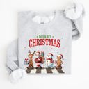 XXXL Ash Light Gray Merry Christmas Reindeer Santa Snowman Gingerbread Winter Xmas Holiday Edition Sweatshirt