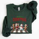 Medium Forest Green Merry Christmas Reindeer Santa Snowman Gingerbread Winter Xmas Holiday Edition Sweatshirt
