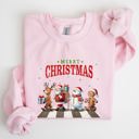 Small Light Pink Merry Christmas Reindeer Santa Snowman Gingerbread Winter Xmas Holiday Edition Sweatshirt