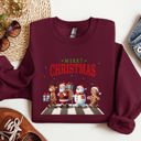 XXL Maroon Merry Christmas Reindeer Santa Snowman Gingerbread Winter Xmas Holiday Edition Sweatshirt