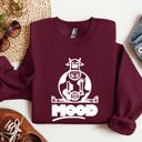 Large Maroon Moo'd Cow Funny Moody Mental Health Positivity Encouraging Humor Wellness Vibes For Positivity Seekers Sweatshirt