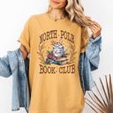 XL Mustard North Pole Book Club Reading Teacher Cozy Christmas Santa Library Comfort Colors Tee