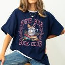 XXXL Navy North Pole Book Club Reading Teacher Cozy Christmas Santa Library Comfort Colors Tee