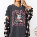 XXL Pepper Dark Gray North Pole Book Club Reading Teacher Cozy Christmas Santa Library Comfort Colors Tee