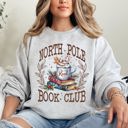 XXL Ash Light Gray North Pole Book Club Reading Teacher Cozy Christmas Santa Library Sweatshirt
