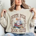 Large Sand North Pole Book Club Reading Teacher Cozy Christmas Santa Library Sweatshirt