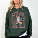 XL Forest Green North Pole Book Club Reading Teacher Cozy Christmas Santa Library Sweatshirt