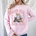 Large Light Pink North Pole Book Club Reading Teacher Cozy Christmas Santa Library Sweatshirt