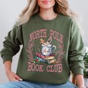 Small Military Green North Pole Book Club Reading Teacher Cozy Christmas Santa Library Sweatshirt