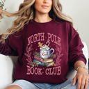 Large Maroon North Pole Book Club Reading Teacher Cozy Christmas Santa Library Sweatshirt