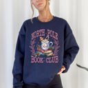 Medium Navy North Pole Book Club Reading Teacher Cozy Christmas Santa Library Sweatshirt