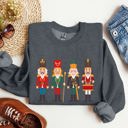 Large Dark Gray Heather Nutcrackers Christmas Classic Winter Decorations Holiday Ornament Scene Sweatshirt
