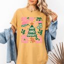Small Mustard Merry Christmas Candy Cane Tree Floral Display With Poinsettias And Seasonal Joy Comfort Colors Tee