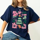 Small Navy Merry Christmas Candy Cane Tree Floral Display With Poinsettias And Seasonal Joy Comfort Colors Tee
