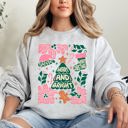  Pink Merry And Bright Candy Cane Tree Christmas Flowers Floral Holiday Design Sweatshirt