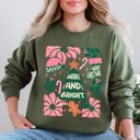  Pink Merry And Bright Candy Cane Tree Christmas Flowers Floral Holiday Design Sweatshirt
