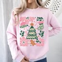 XXXL Light Pink Pink Merry And Bright Candy Cane Tree Christmas Flowers Floral Holiday Design Sweatshirt