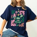 XXL Navy Merry And Bright Ornament Tree Christmas Flowers Festive Floral Holiday Design Comfort Colors Tee