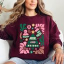  Pink Merry and Bright Ornament Tree Christmas Flowers Floral Holiday Edition Sweatshirt