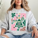 Medium Ash Light Gray Pink Merry and Bright Ornament Tree Christmas Flowers Floral Holiday Edition Sweatshirt