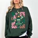Small Forest Green Pink Merry and Bright Ornament Tree Christmas Flowers Floral Holiday Edition Sweatshirt