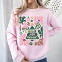 XXXL Light Pink Pink Merry and Bright Ornament Tree Christmas Flowers Floral Holiday Edition Sweatshirt