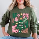 Small Military Green Pink Merry and Bright Ornament Tree Christmas Flowers Floral Holiday Edition Sweatshirt