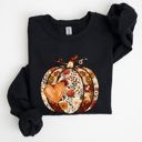 XL Black Pumpkin Heart Love Thanksgiving Fall Autumn Halloween Floral Flower Seasonal Sweatshirt