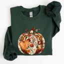 Small Forest Green Pumpkin Heart Love Thanksgiving Fall Autumn Halloween Floral Flower Seasonal Sweatshirt
